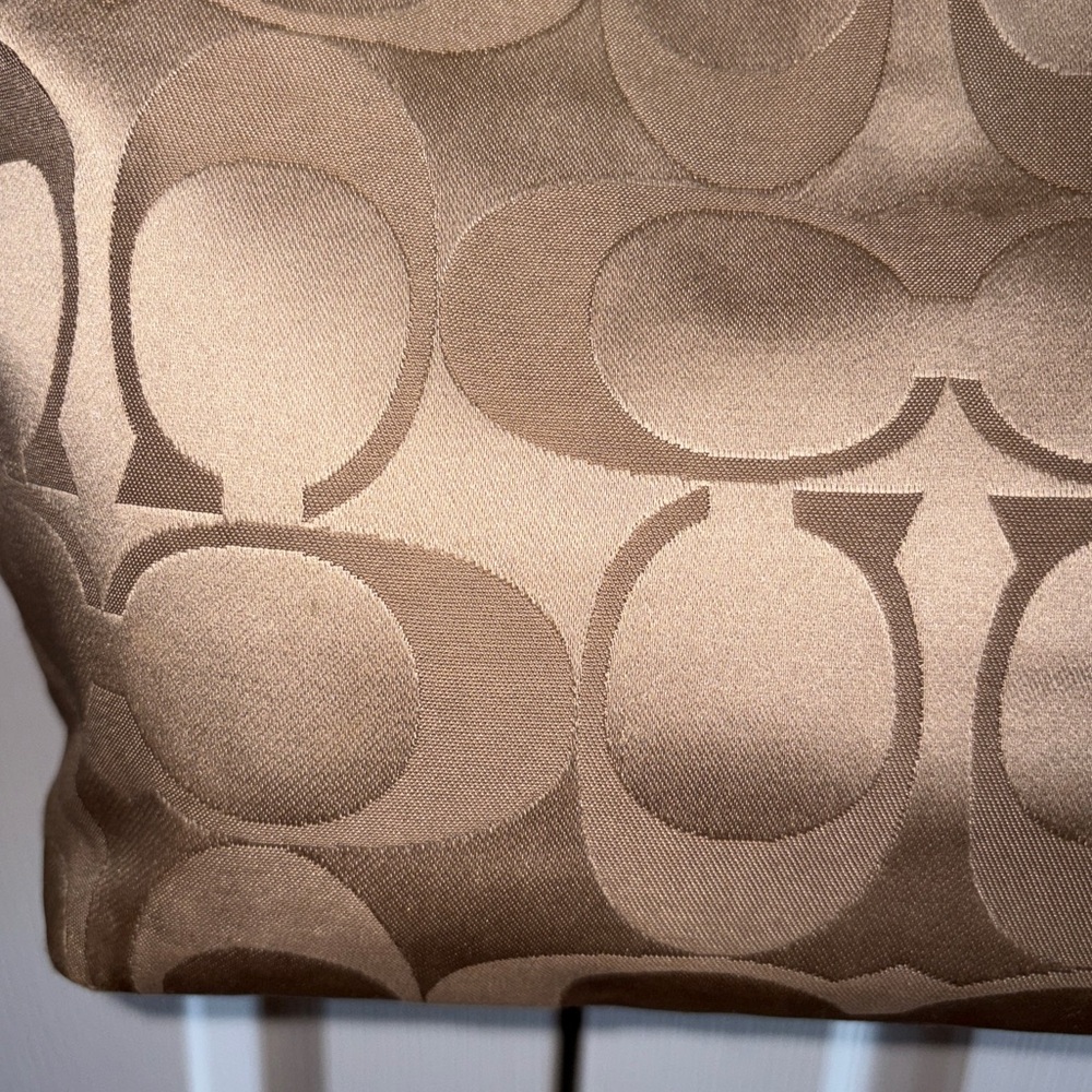 Coach Signature Large Canvas Tote Bag in Beige and Brown leather double handles - Picture 3 of 12